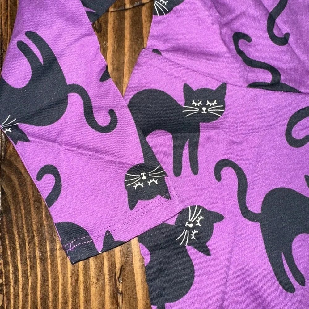 Kids Toddler Girls Halloween Holiday Scary Black Cat Purple Skater Dress Size 5